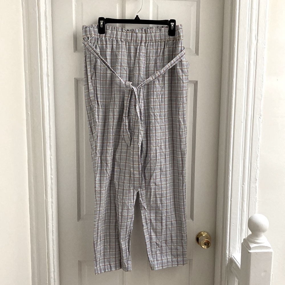 BCBG PLAID COTTON TROUSERS L